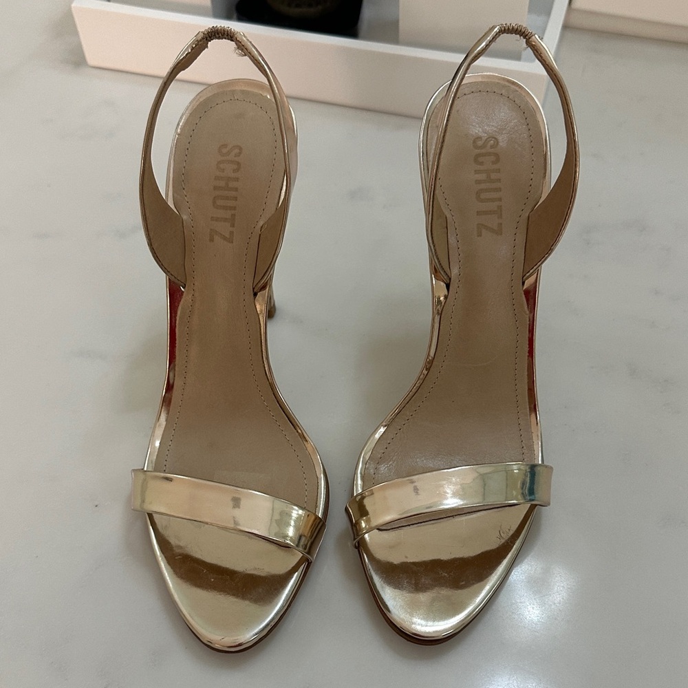 SCHUTZ Metallic Gold Heels